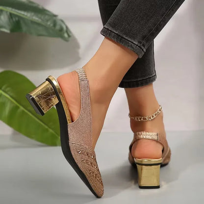Women'S Elegant Rhinestone Slip On Heel Sandals