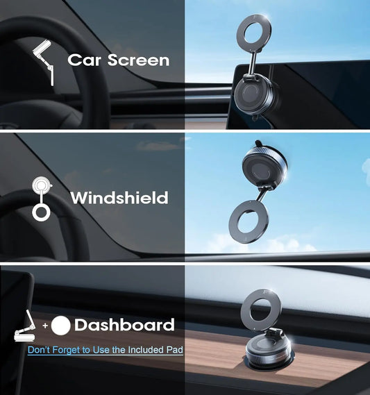 Universal Vacuum Magnet Phone Bracket Multi-angles Adjustment Strong Magnetic Suck Design Foldable Car Holder Anti-Slip Bracket