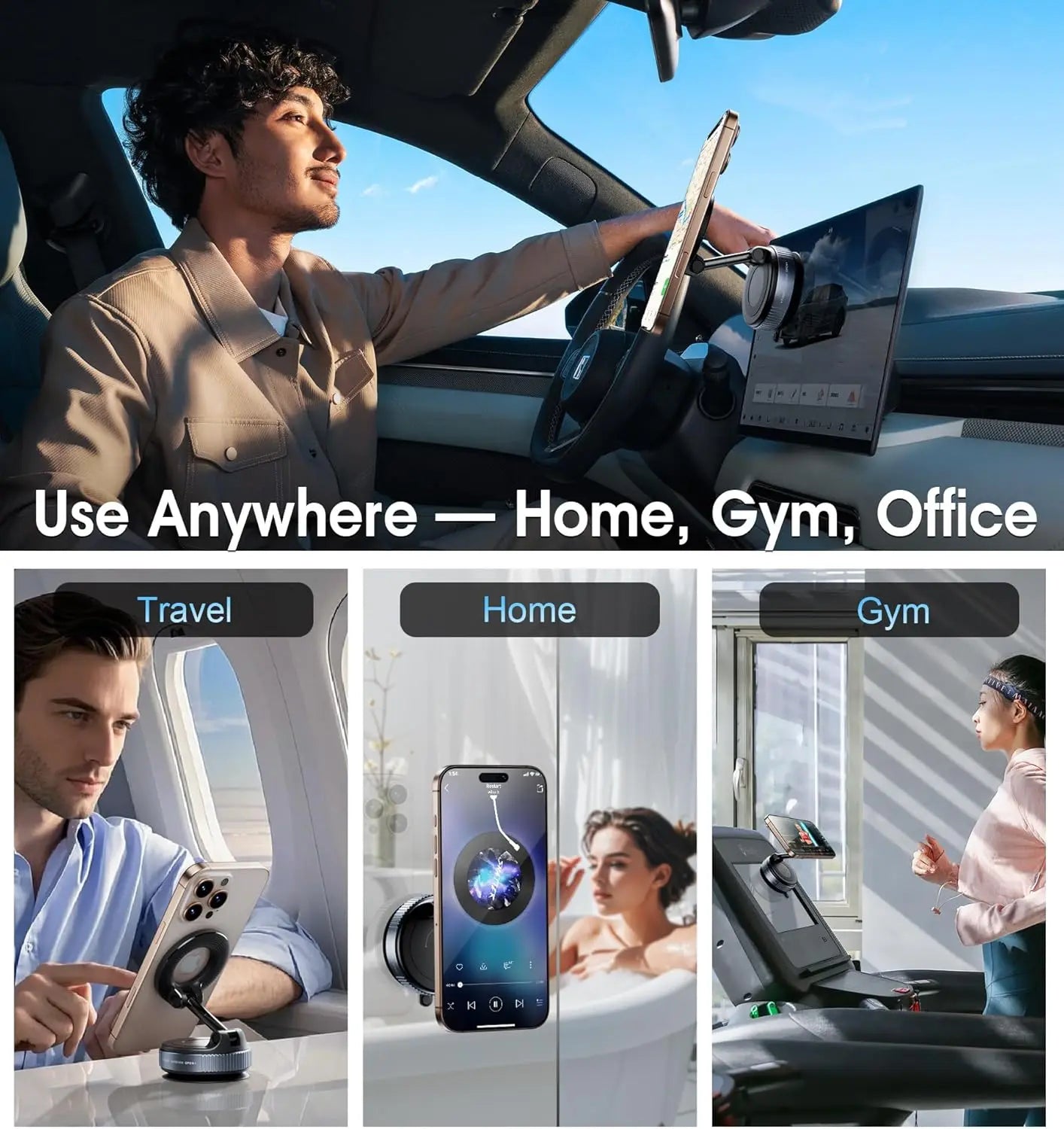Universal Vacuum Magnet Phone Bracket Multi-angles Adjustment Strong Magnetic Suck Design Foldable Car Holder Anti-Slip Bracket