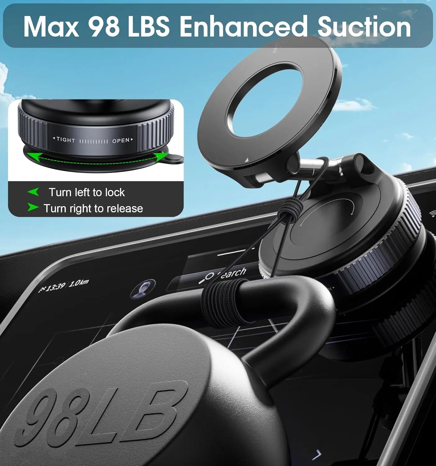 Universal Vacuum Magnet Phone Bracket Multi-angles Adjustment Strong Magnetic Suck Design Foldable Car Holder Anti-Slip Bracket