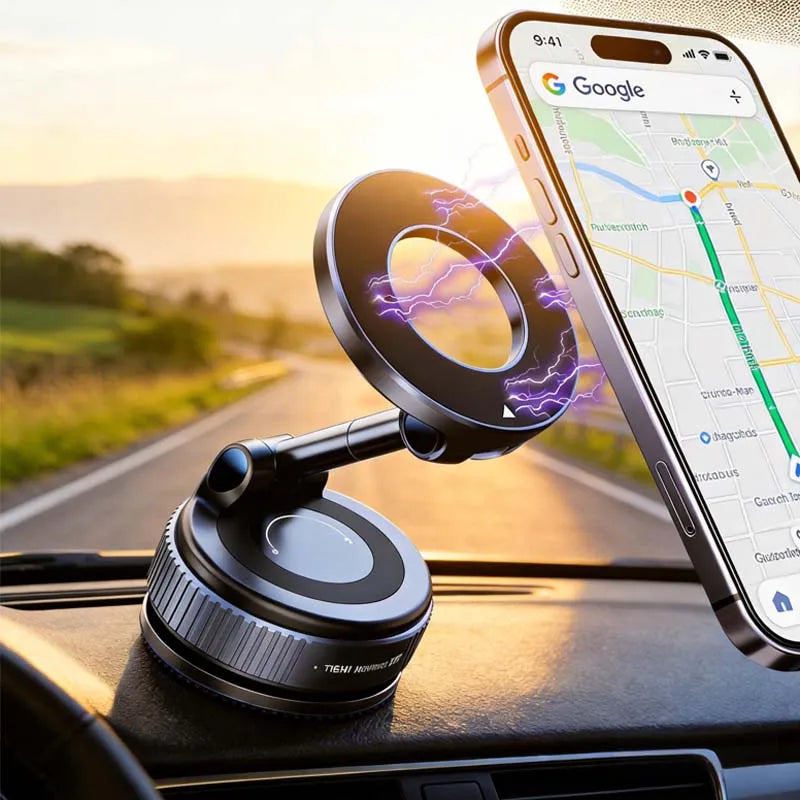 Universal Vacuum Magnet Phone Bracket Multi-angles Adjustment Strong Magnetic Suck Design Foldable Car Holder Anti-Slip Bracket